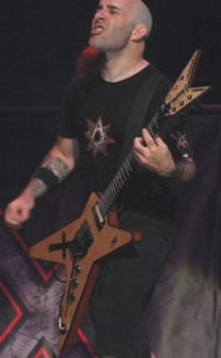 Scott Ian playing a Washburn Southern Cross model